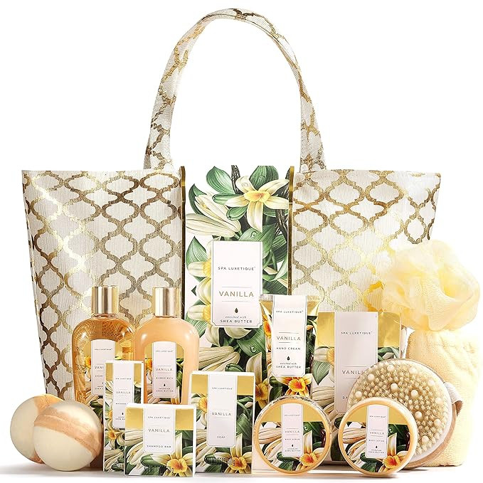 Spa Luxetique Gift Baskets for Women, Vanilla Scent Spa Gift for Women, 15 Pcs Self Care Gifts In... | Amazon (US)