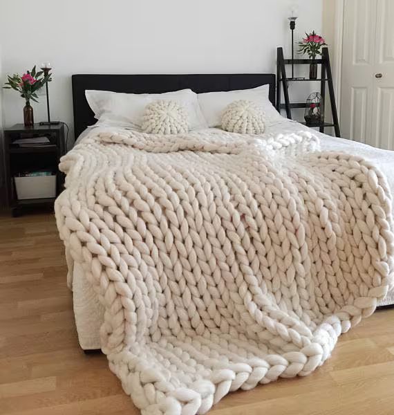 Chunky knit blanket, white blanket, chunky knit, chunky throw, Chunky blanket, Giant knit blanket... | Etsy (UK)