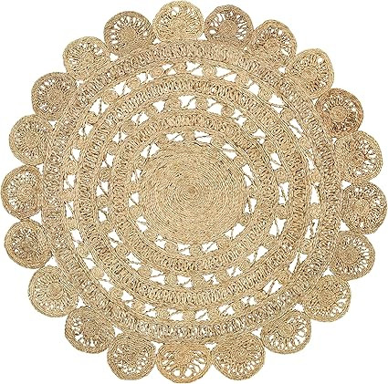 LR Resources Jute LR50134-NAT40RD Natural Round X 4 ft Indoor Area Rug, 4' x 4' | Amazon (US)