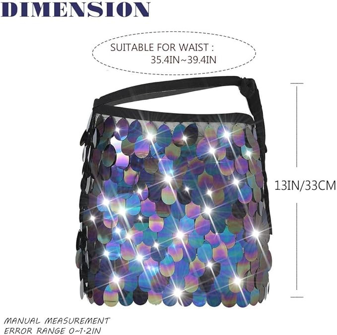 TWINKLEDE Sequin Mermaid Skirt Sparkly Belly Dance Costume Mini Wrap Skirts for Women | Amazon (US)