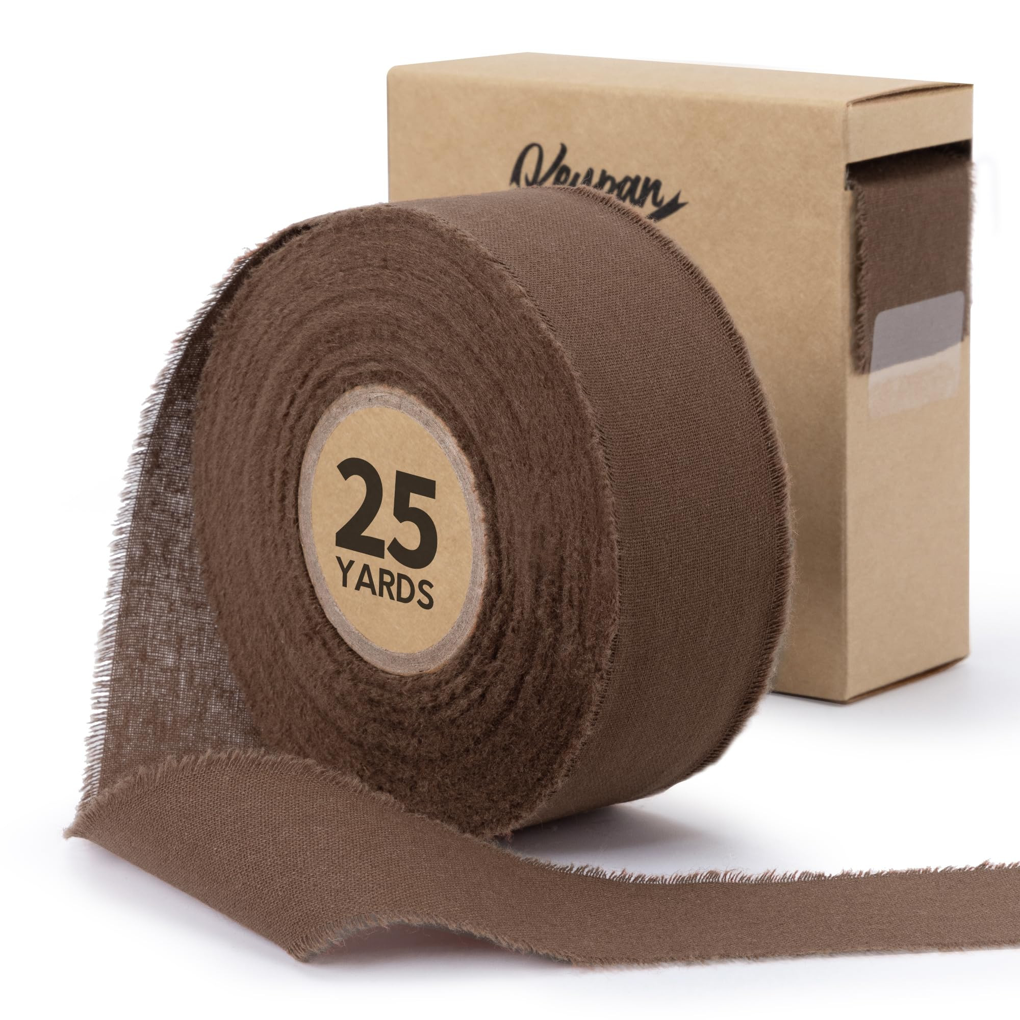 Brown Ribbon 1-1/2 Inch Handmade Cotton Frayed Fringe Fabric Ribbons for Baby Shower Crafts Flowe... | Amazon (US)