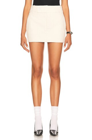 Helsa Low Rise Mini Skirt in Ivory | FWRD 