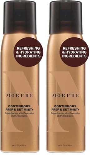 Morphe Continuous Prep & Set Setting Spray - Hydrating Setting Spray for Makeup & Skin Prep - Enriched with Ceramides and Antioxidants for a Radiant Finish (2.8 oz) (Pack of 2) | Amazon (US)