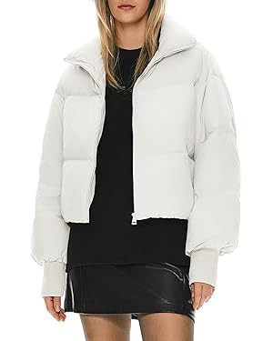 Orolay Women's Winter Oversized Cropped Puffer Jacket Zip Up Short Down Coat Stand Collar Baggy O... | Amazon (US)