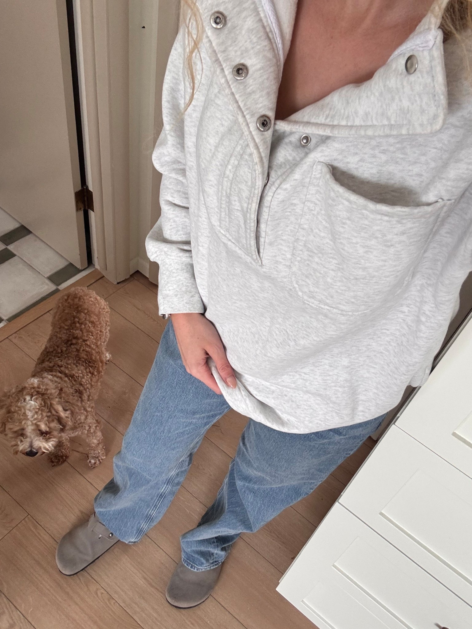 Comfy fit for a snowy day. I want to wear this sweatshirt daily. It’s so comfy. And the gray is perfect. I’m wearing a small. My jeans are Abercrombie and I’m wearing a 29 tall. 

#LTKootd #LTKdayinmylife #LTKTall