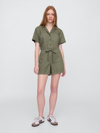 Relaxed Twill Utility Romper | Gap Factory