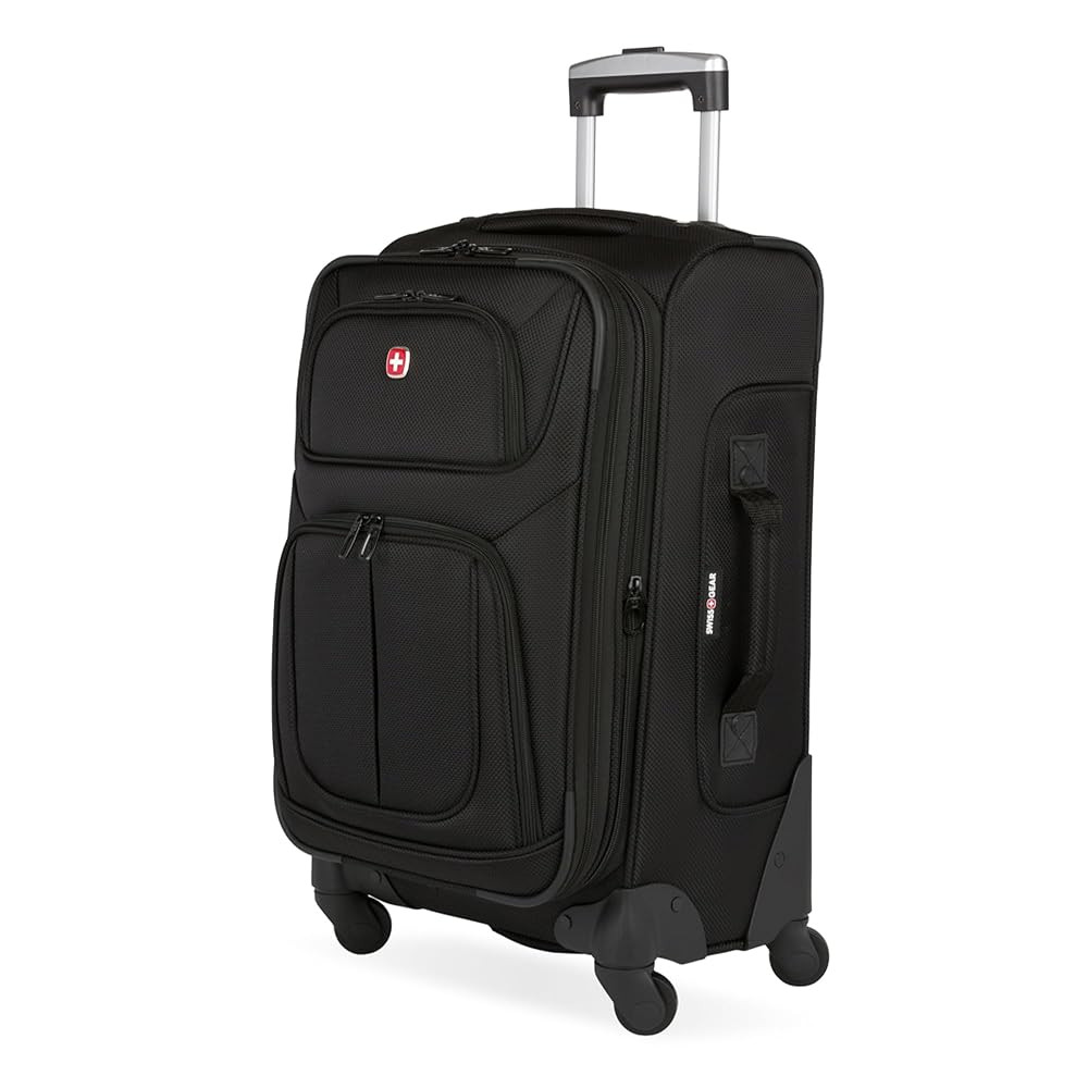 SwissGear Sion Softside Expandable Luggage, Black, Checked-Medium 25-Inch | Amazon (US)