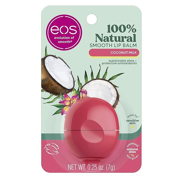 Amazon.com: eos 100% Natural & Organic Lip Balm- Strawberry Sorbet, All-Day Moisture, Dermatologi... | Amazon (US)