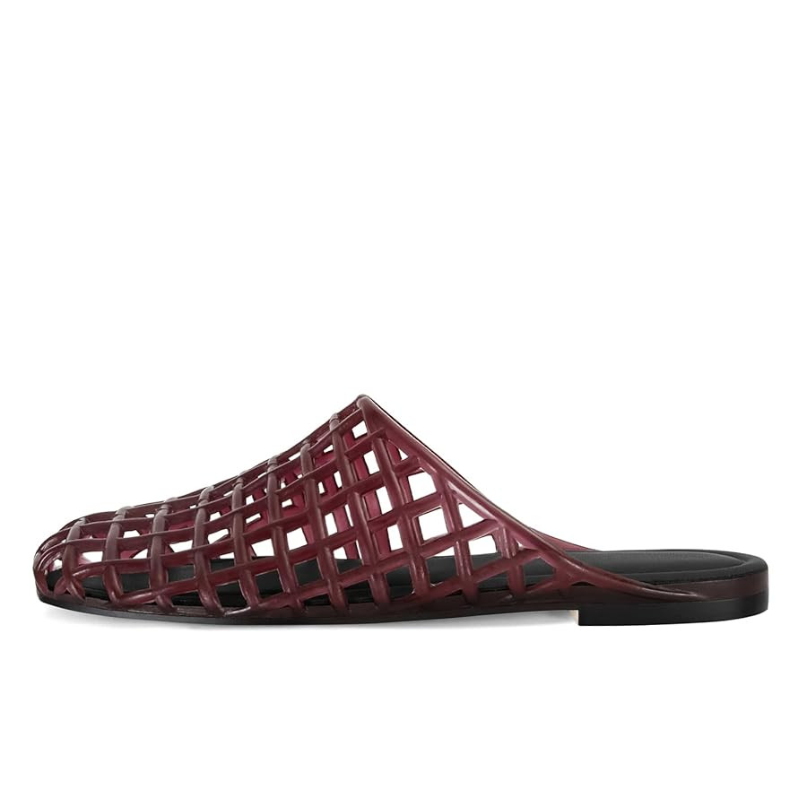 Women's Red Jelly Mesh Slides, Comfortable Flat Slip On Sandals, Casual Summer Beach Slippers | Amazon (US)