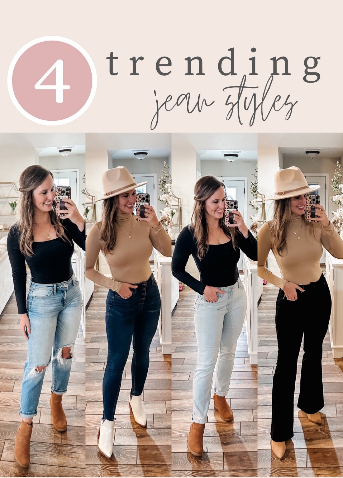 4 trending jeans styles from Amazon paired with ankle boots and bodysuits. Wearing size 6 or 28 in all jeans! Great Valentine’s day outfit or date light look!

Mom jeans are on sale for $36! Use code Dorothy20 for 20% off at pink lily! 


Linking my light wash distressed mom jeans, Skinny jeans, high rise Straight leg jeans, black Flare leg jeans, Slim straight Levi jeans. 

Affordable jeans from amazon. 

Paired them with my black square neck bodysuit & tan mock neck turtleneck! 

& full denim review on my IG @dorothypro ✨♥️

#LTKfindsunder50 #LTKstyletip #LTKSeasonal