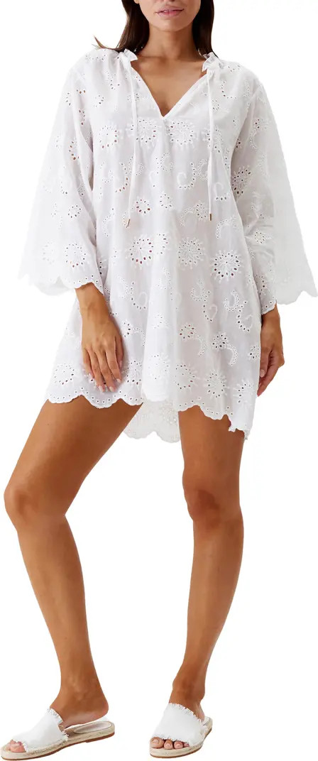 Melissa Odabash Lucy Embroidered Cotton Cover-Up Tunic | Nordstrom | Nordstrom