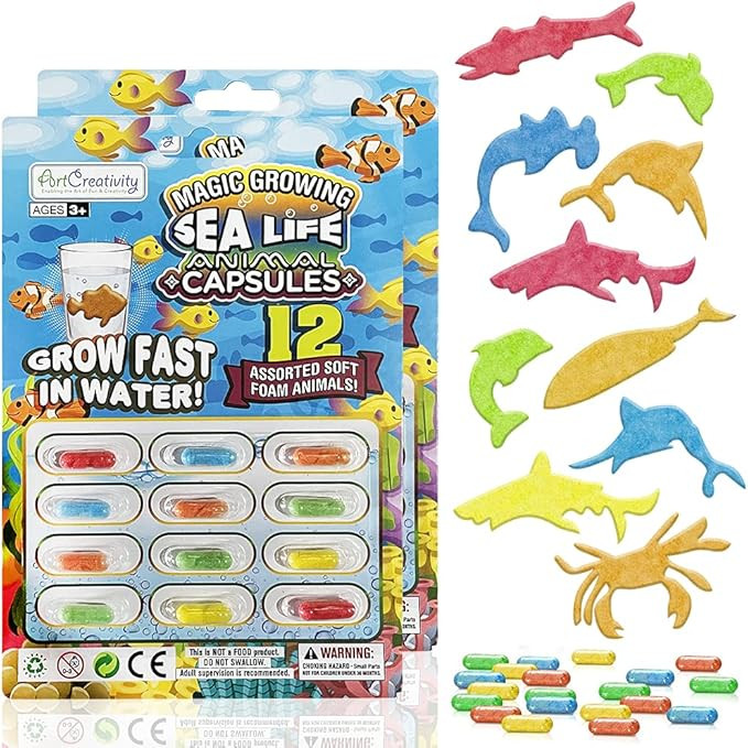 ArtCreativity Magic Growing Sea Life Animal Capsules, 2 Packs with 12 Expanding Animal Capsules E... | Amazon (US)