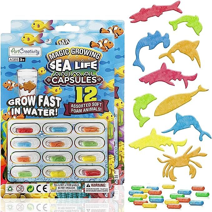 ArtCreativity Magic Growing Sea Life Animal Capsules, 2 Packs with 12 Expanding Animal Capsules E... | Amazon (US)