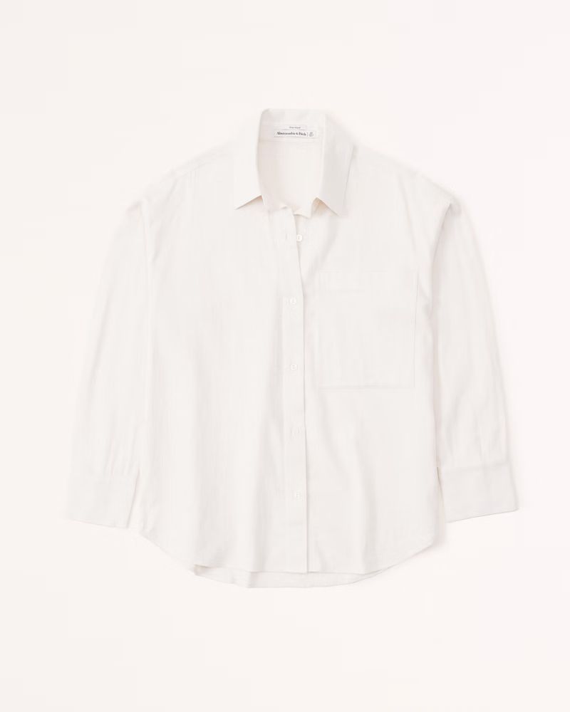 Women's Oversized Linen-Blend Shirt | Women's Tops | Abercrombie.com | Abercrombie & Fitch (US)