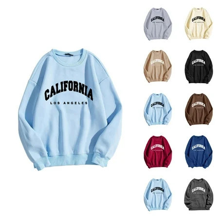 Women's Sweatshirts 2025 California Sweatshirt Trendy Casual Crewneck Pullover Tops Streetwear Sweatshirt for Women | Walmart (US)
