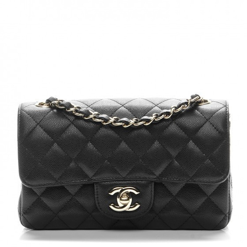 Women's Chanel Mini Rectangular Flap Black Caviar in Black Leather Lining | StockX