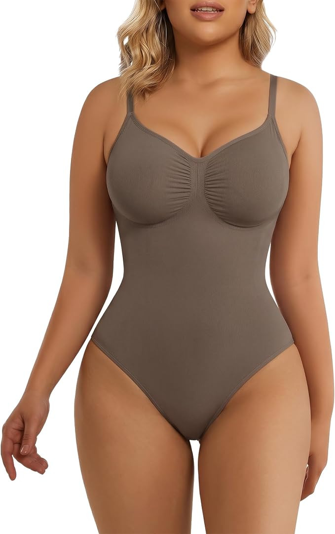 SHAPERX Women's Tummy Control Shapewear Thong Bodysuit Seamless Waist Snatching Body Shaper | Amazon (US)