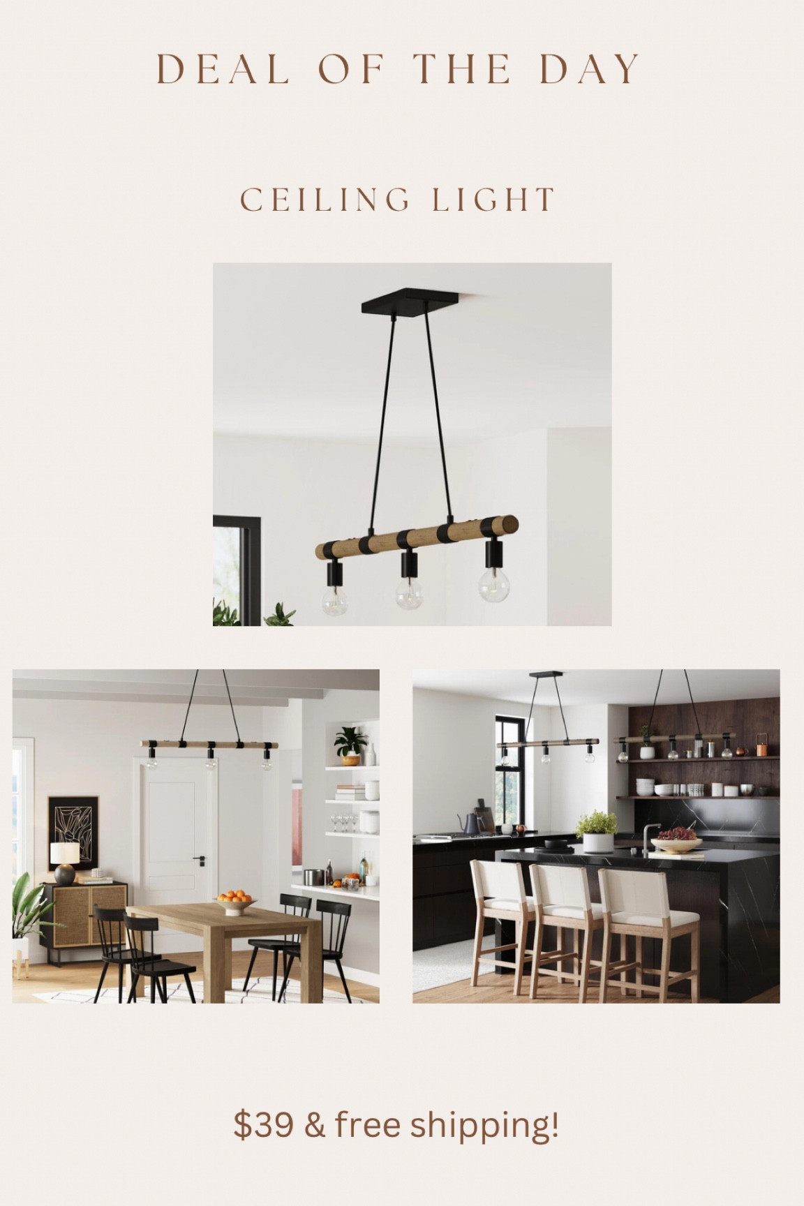 Pendant light is on sale!! Such a great price & has great reviews! Would be gorgeous over kitchen table or island 
