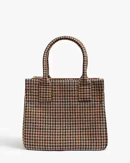 Small houndstooth structured tote bag | J.Crew Factory