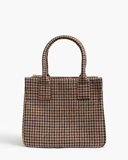 Small houndstooth structured tote bag | J.Crew Factory