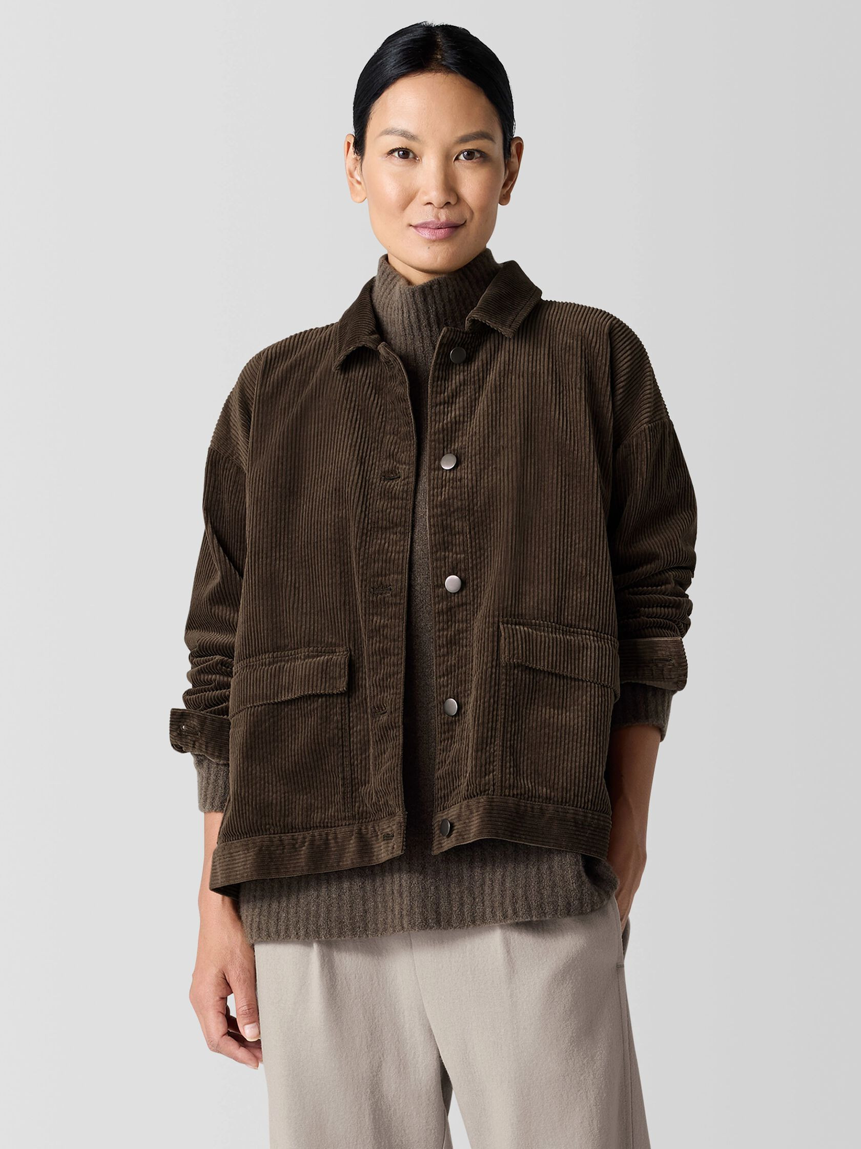 Organic Cotton Corduroy Classic Collar Jacket | Eileen Fisher
