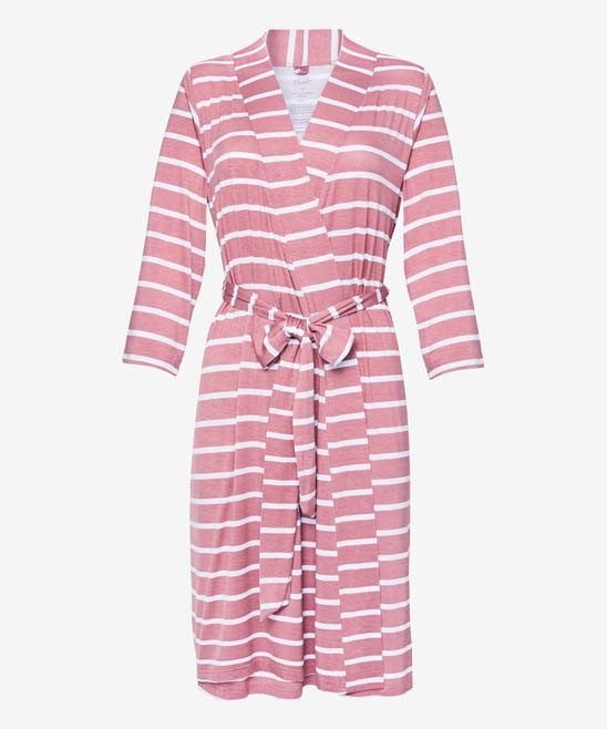 Posh Peanut Women's Sleep Robes - Blush Rose Stripe Robe - Women | Zulily