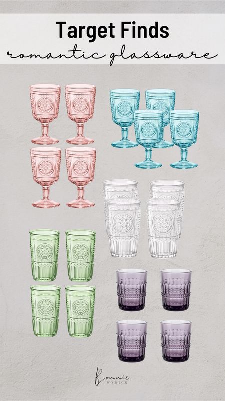 Romantic glassware for summer! These Anthro lookalikes are perfect for saving money without sacrificing style 😍 Stained Glass Glasses | Stemware | Colorful Glassware

#LTKunder50 #LTKstyletip #LTKhome