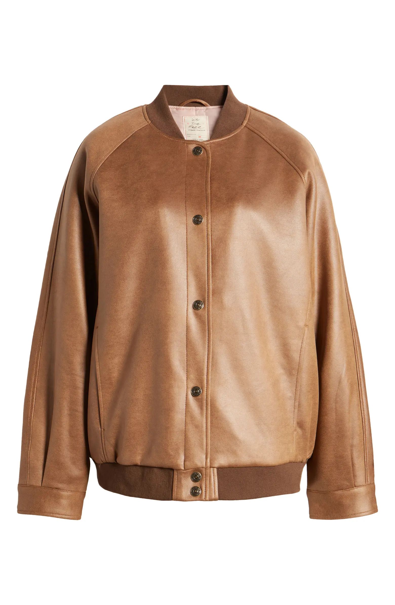Free People Wild Rose Faux Leather Bomber Jacket | Nordstrom | Nordstrom