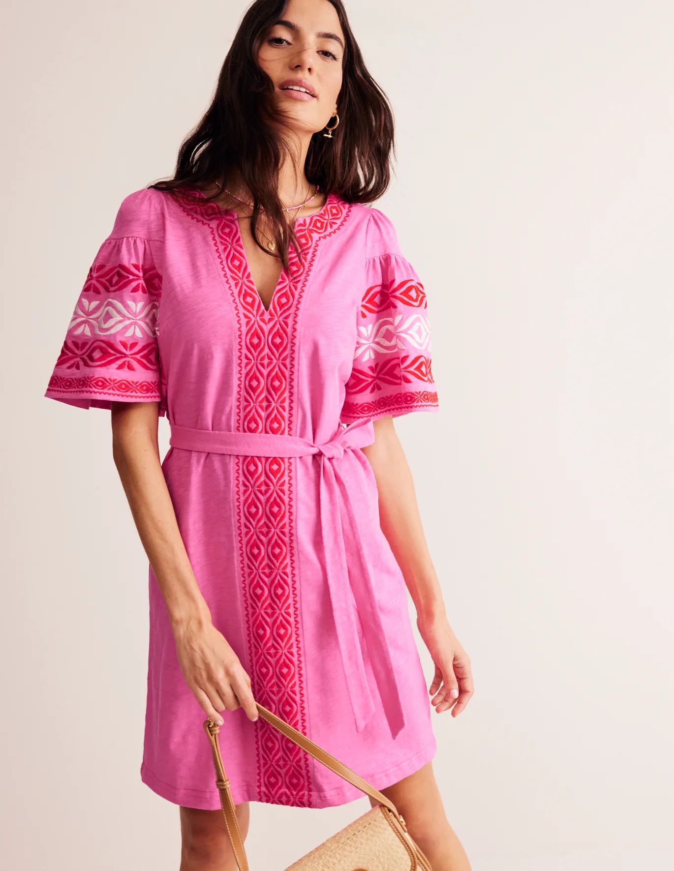 Embroidered Jersey Short Dress | Boden (US)