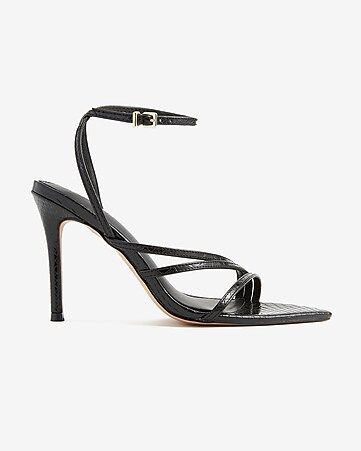 Textured Strappy Pointed Toe Heels | Express