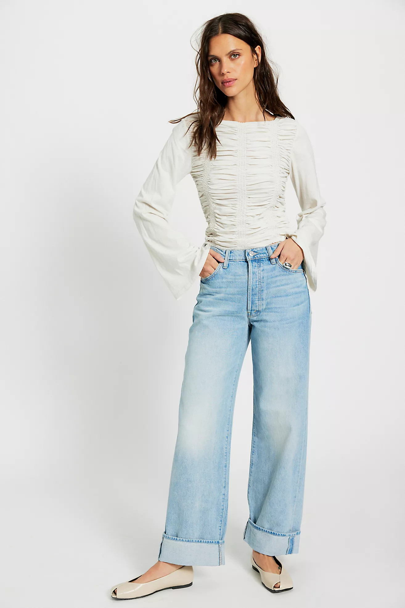 MOTHER The Dodger Button Hover Cuff Jeans | Free People (Global - UK&FR Excluded)