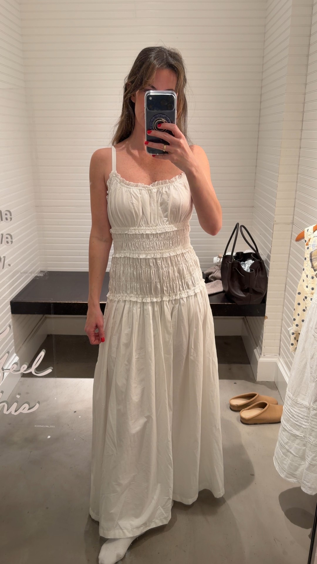 Bra-Free Smocked Drop-Waist Maxi Dress

Wesring XS, probably need XXS