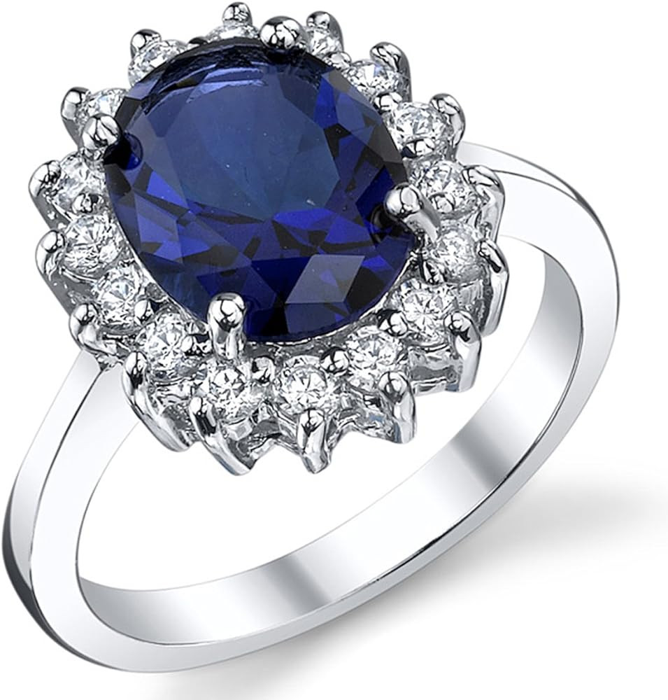 Metal Masters Co. Solid Sterling Silver Kate Middleton's Engagement Ring with Simulated Sapphire ... | Amazon (US)