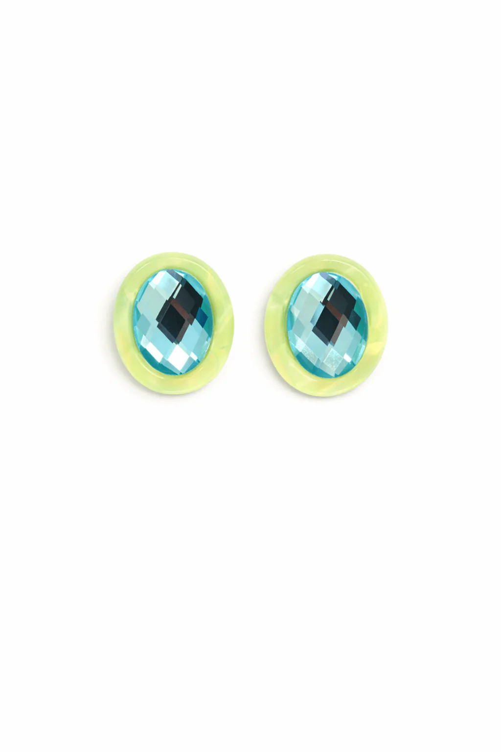 Olivia Statement Earrings Oval - Blue Peacock - LINNY CO WholesaleAcetate | LINNY CO LLC