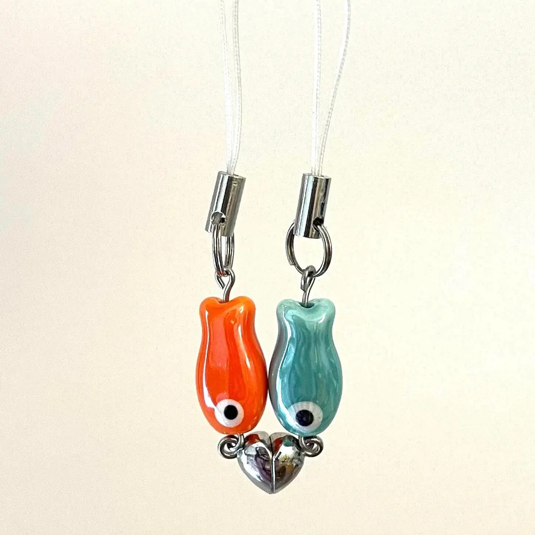 Magnetic Matching Fish Keychain Set, Ceramic Green Phone Bag Charm, Cute Gifts for Best Friend, H... | Etsy (US)