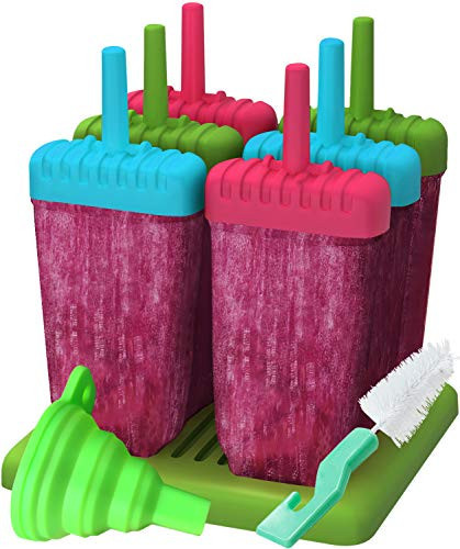 Popsicles Molds, Ozera Set of 6 Ice Pop Molds Maker, Easy Release Popsicle Molds Trays for Various DIY- with Funnel & Cleaning Brush | Amazon (US)