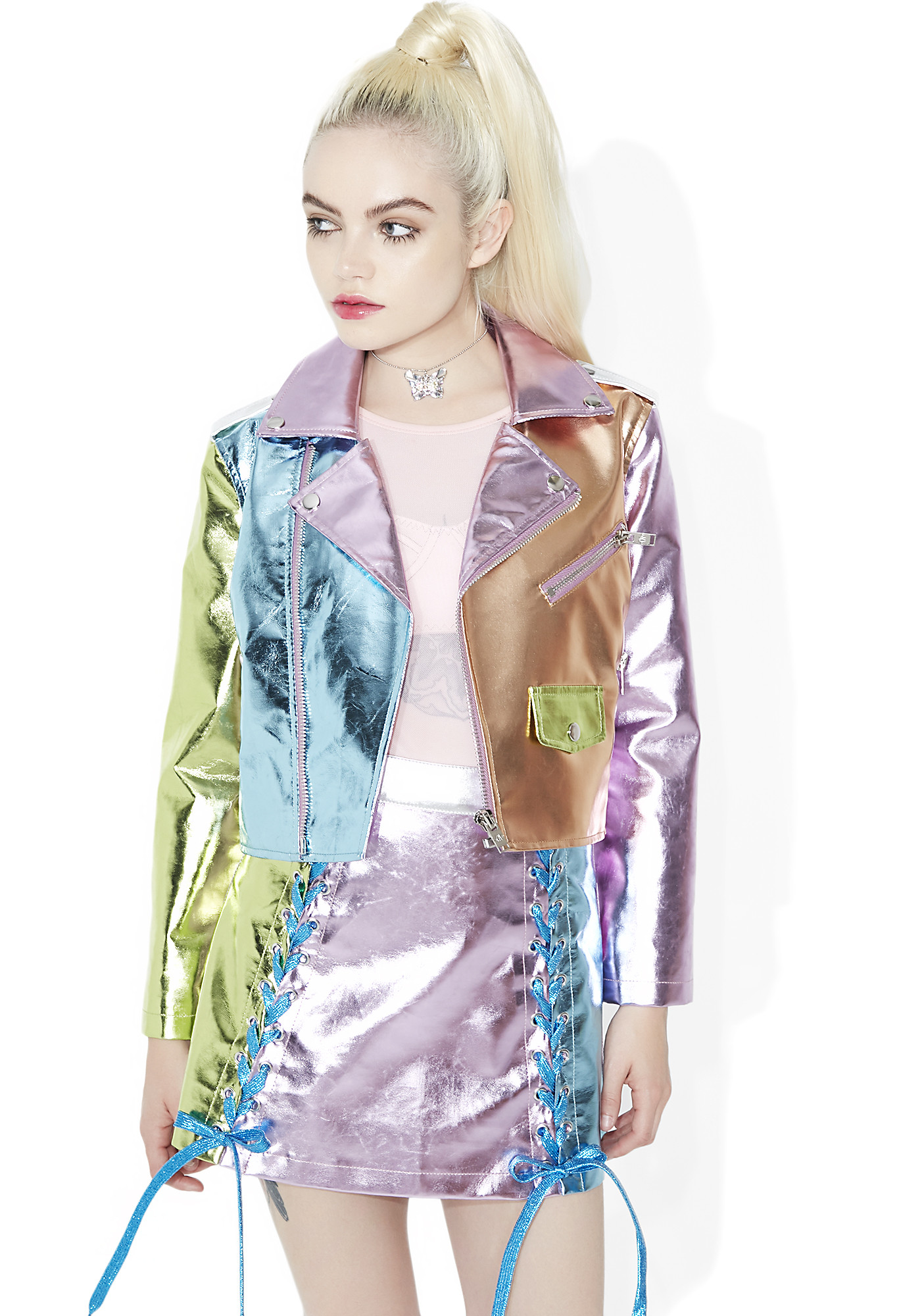Sugar Thrillz Ballroom Blitz Metallic Moto Jacket | Dolls Kill