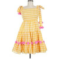 Sundress Casual Dress: Yellow Checkered/Gingham Pattern Dresses - Used - Size Medium | ThredUp (US)