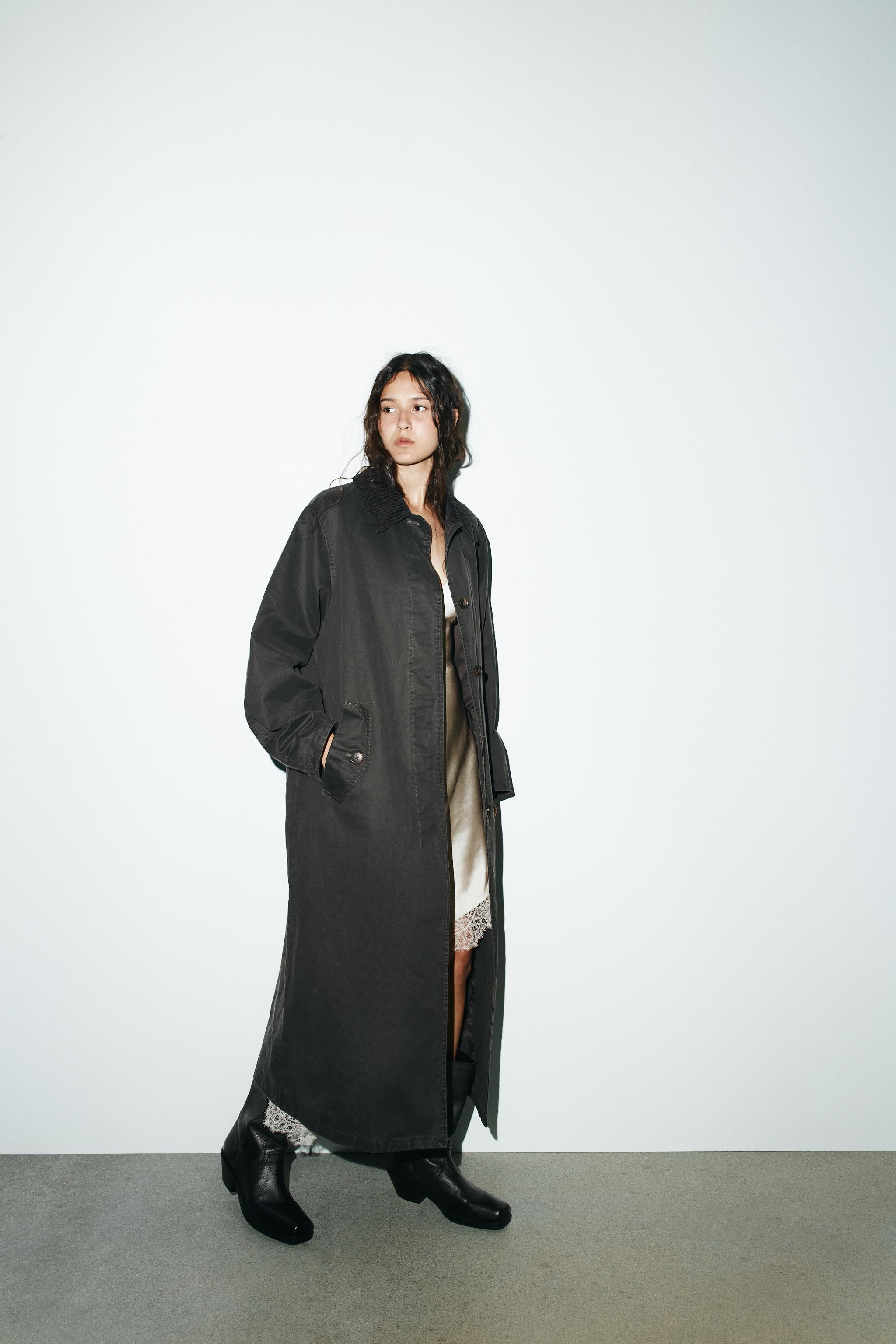 WAXED TRENCH COAT WITH CORDUROY COLLAR | Zara UK