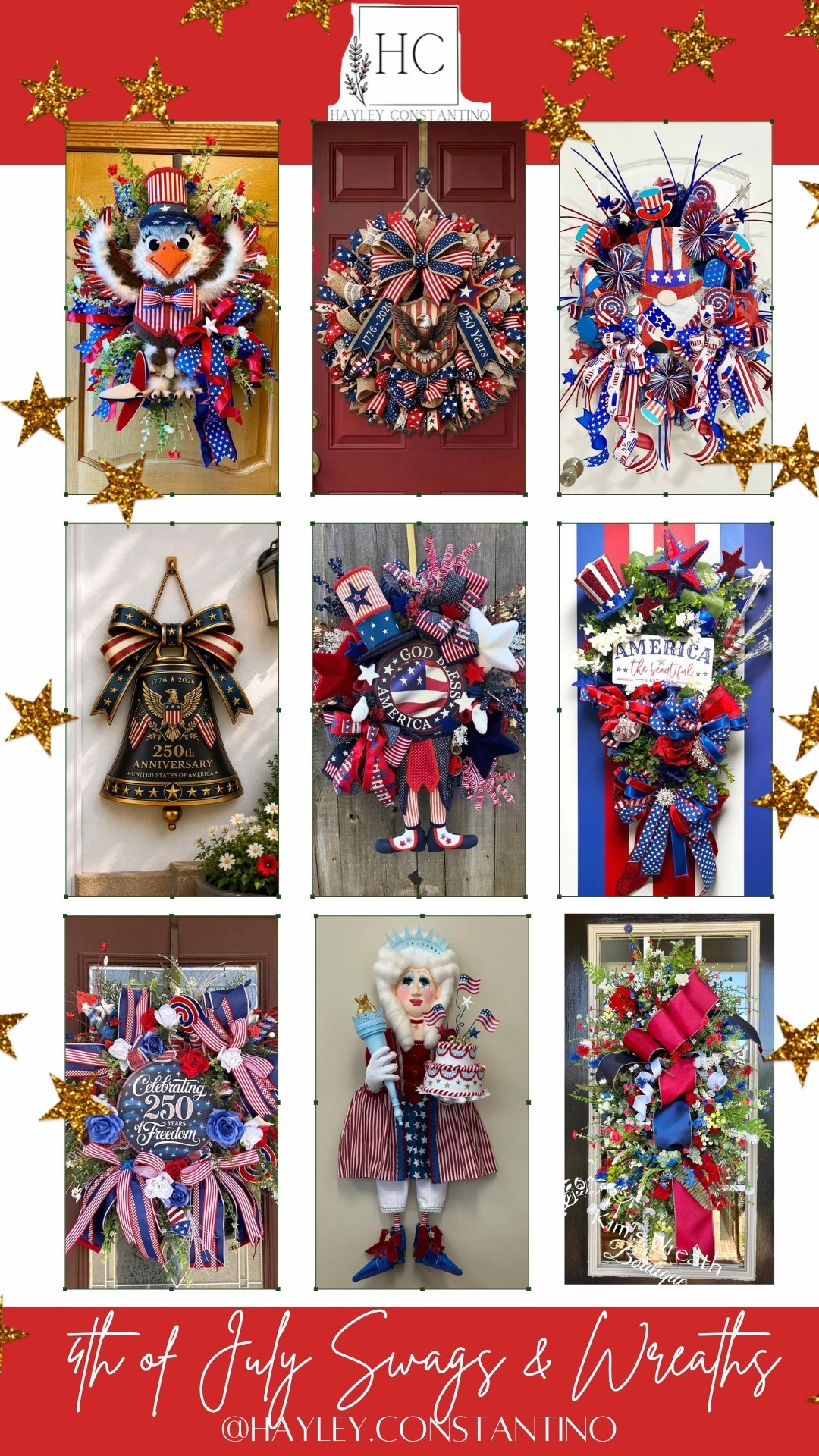 Cue the sparklers, because your front door is about to steal the show 🇺🇸✨
These handmade red white and blue ❤️🤍💙wreaths & swags are not your average “hang it and forget it” decor… they’re bold, festive, and just a little extra (in the best way). Think big bows, patriotic flair, and all the red, white & wow your neighbors will secretly envy.
Perfect for:
• Your front door (hello curb appeal!)
• Entryways & foyers for an instant festive welcome
• Mantels or gallery walls when you want that styled, boutique look
• Office doors or storefronts to charm customers before they even walk in
• Backyard party spaces for BBQs, cocktails, and fireworks nights

Happy 250th birthday Anerica!!And don’t pack them away after July 4th, These beauties work for Memorial Day, Labor Day, summer parties, military homecomings, and any day you’re feeling a little extra patriotic ❤️🤍💙
Let’s be honest—this isn’t just decor. It’s a whole vibe.
And your door deserves it.

#LTKSeasonal #LTKHome