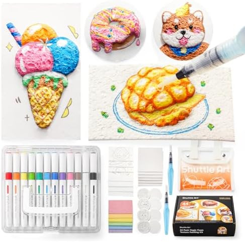 Shuttle Art 44 Pcs Magic Foam Texture Painting Kit, Including 28 Pcs Foam Texture Paper, 12 Color... | Amazon (US)