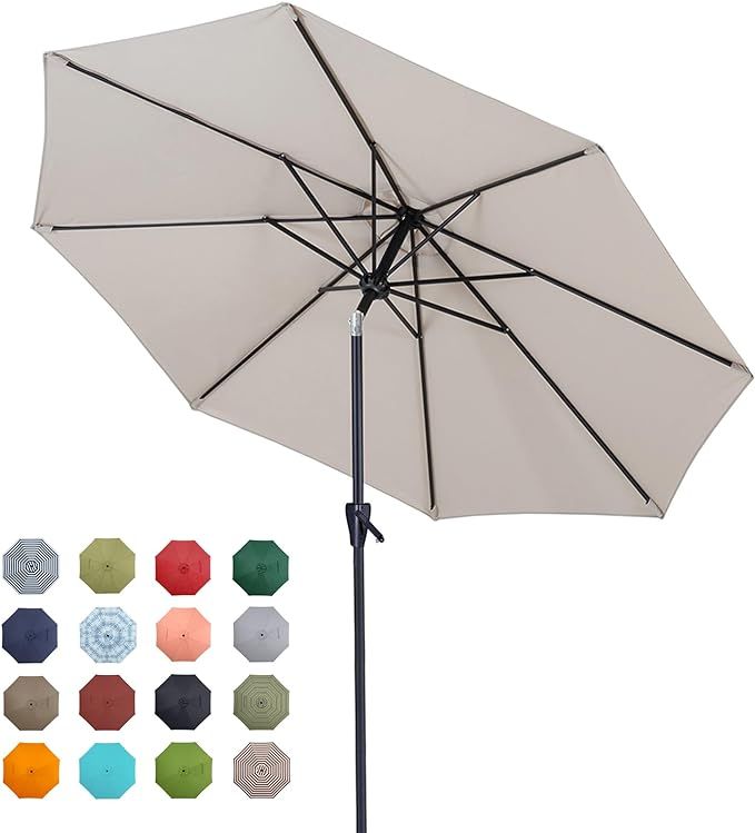 Tempera 9ft Patio Market Outdoor Table Umbrella with Push Button Tilt and Crank,Large Sun Umbrell... | Amazon (US)