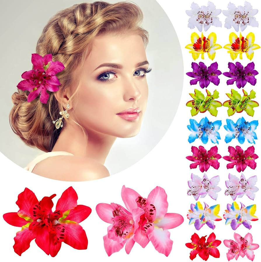 20 Pcs Women Girls Orchid Flower Bohemian Women Flowers Hair Clips Orchid Flower Alligator Clips ... | Amazon (US)