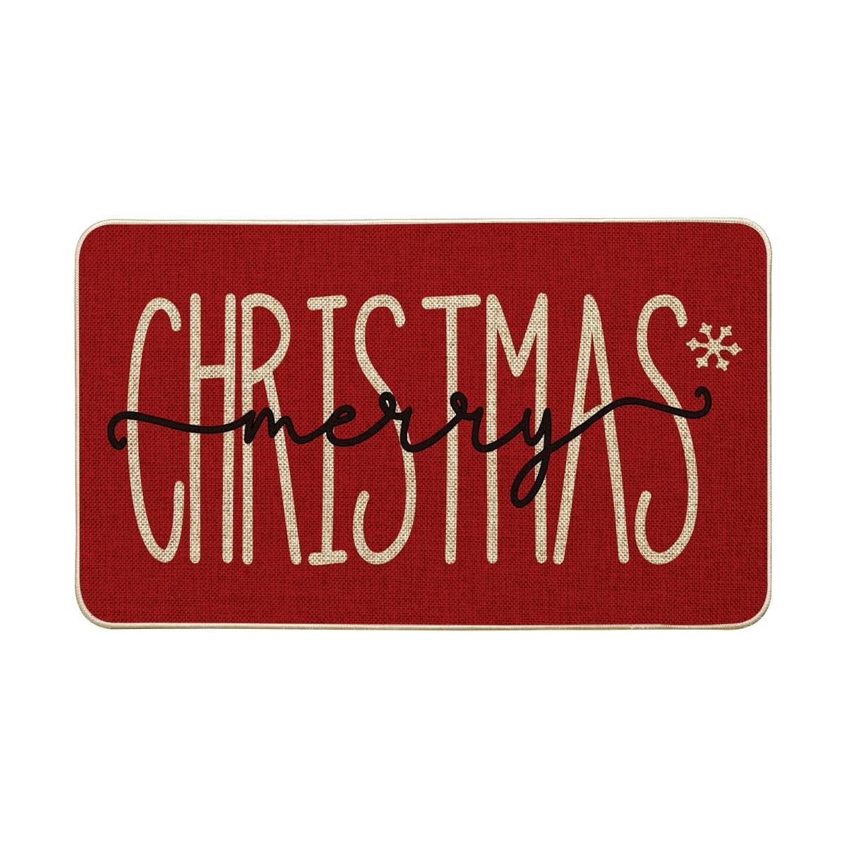 Artoid Mode Red Merry Christmas Snowflake Welcome Decorative Doormat, Seasonal Winter Low-Profile Floor Rug Switch Mat for Outdoor 17x29 Inch | Amazon (US)