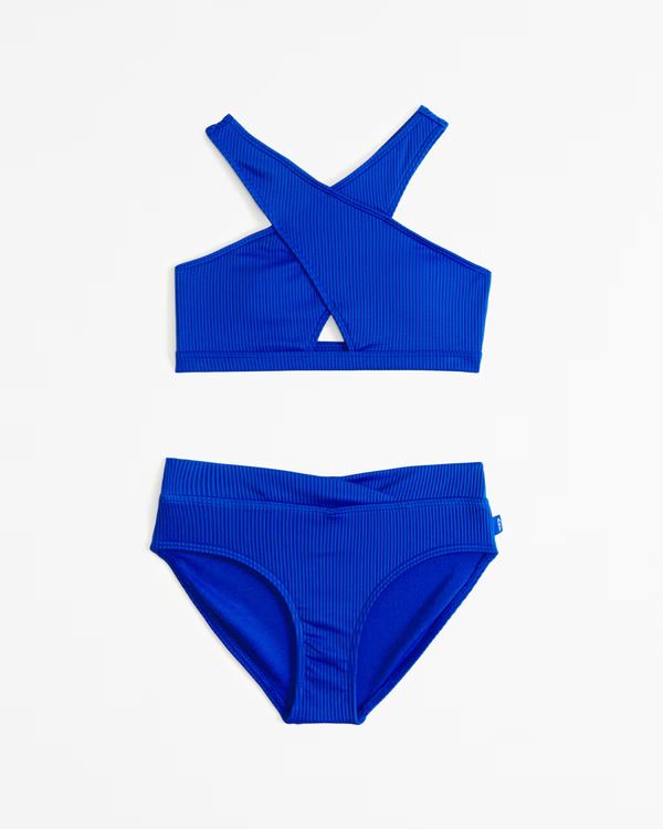 high-neck wrap-front two-piece swimsuit | Abercrombie & Fitch (US)