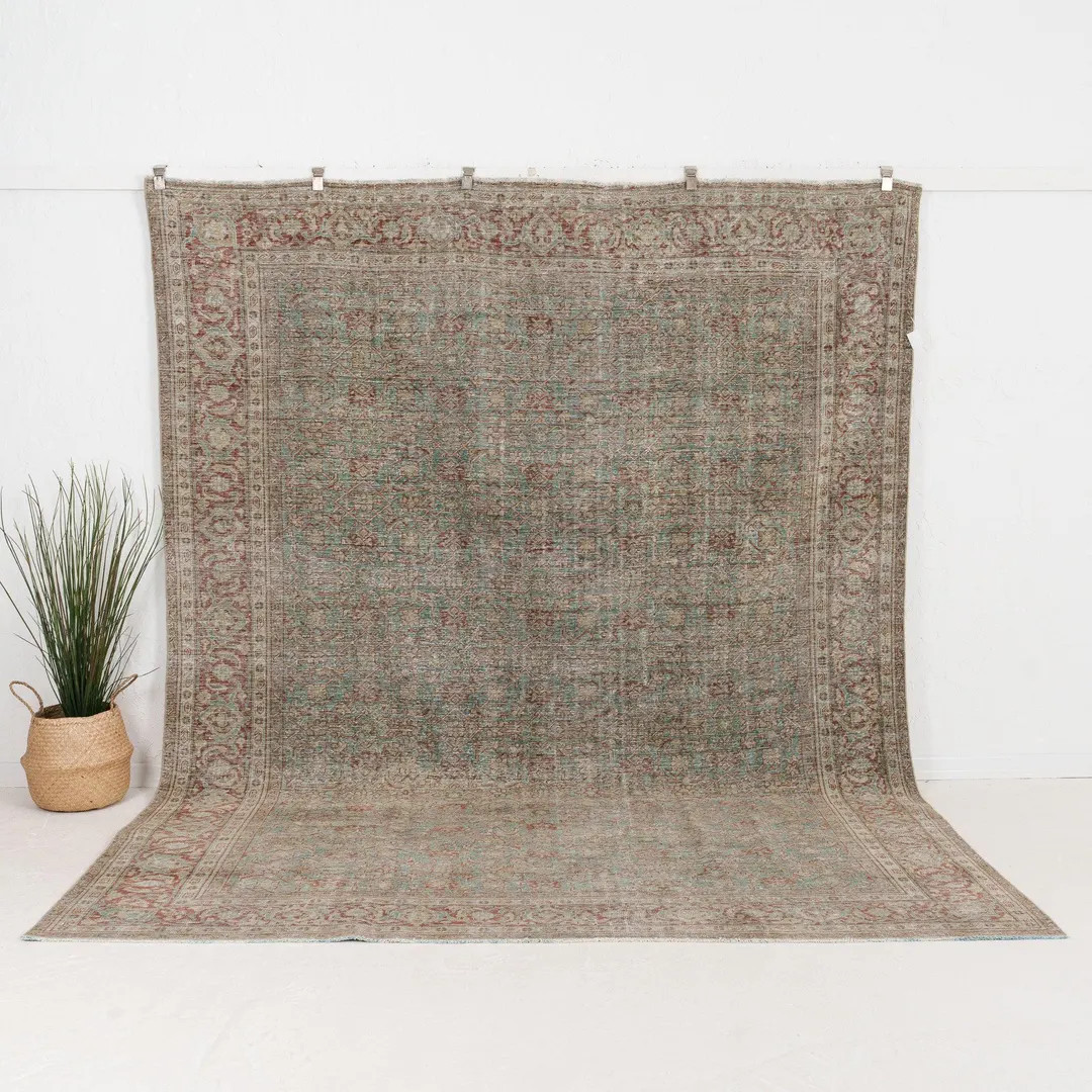 8x11 Vintage Rug, Blue Handmade Rug | Teal Wool Area Rug for Living Room, Unique Oriental Rug, An... | Etsy (US)