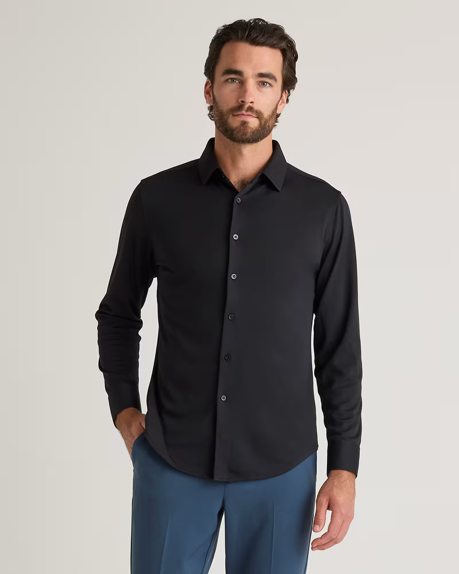 Commuter Stretch Pique Long Sleeve Button Down | Quince