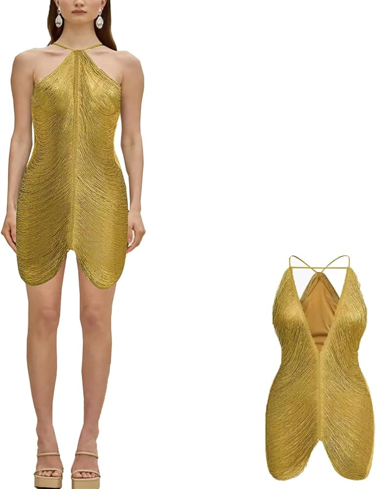 Halter Fringe Dress – Sexy Boho Party Dress for Women | Amazon (US)