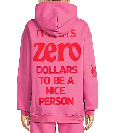 The Mayfair Group It Costs ZERO Dollars to Be a Nice Person Coordinating Graphic Fleece Hoodie - M/L | Dillard's