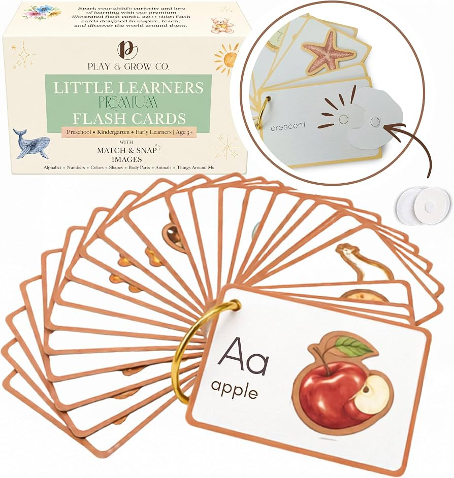 Play & Grow Co. Educational Montessori Flashcards for Preschoolers | ABC Alphabet Letters Numbers... | Amazon (US)